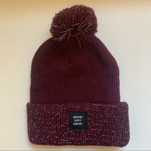 Herschel Burgundy Pom Pom Beanie Unisex NWOT
